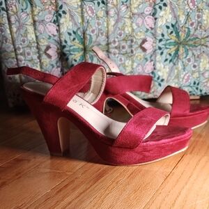 Elegant Red Women's Heeled Sandals